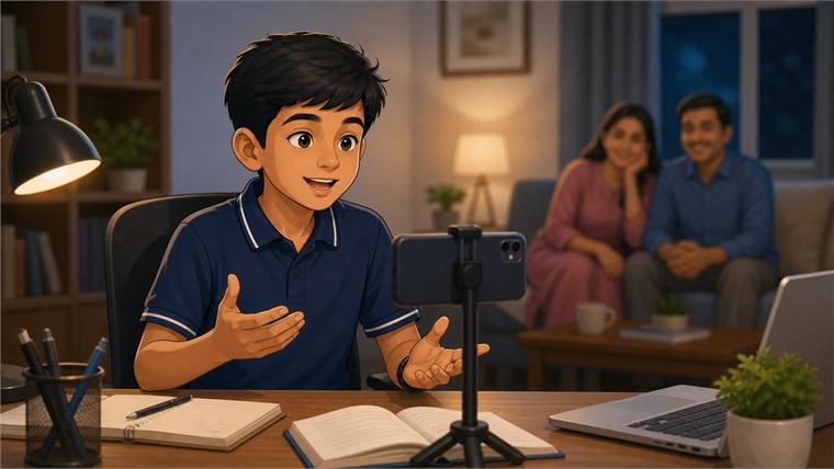 Student participating online from home
